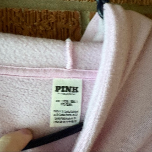 Pink Victoria’s Secret Baby Pink Graphic Zip Up Hoodie Size XXL - Picture 5 of 7